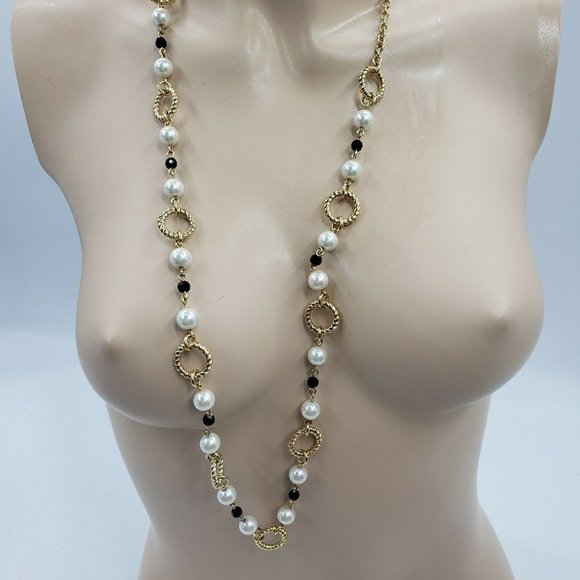 Talbots Single Strand Pearl White Necklace 40" - Picture 11 of 11